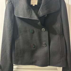 Gorgeous black wool, with pockets, Loft.  Back is pleated! New condition.